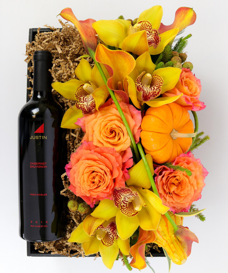 Wine & Fall Flowers
