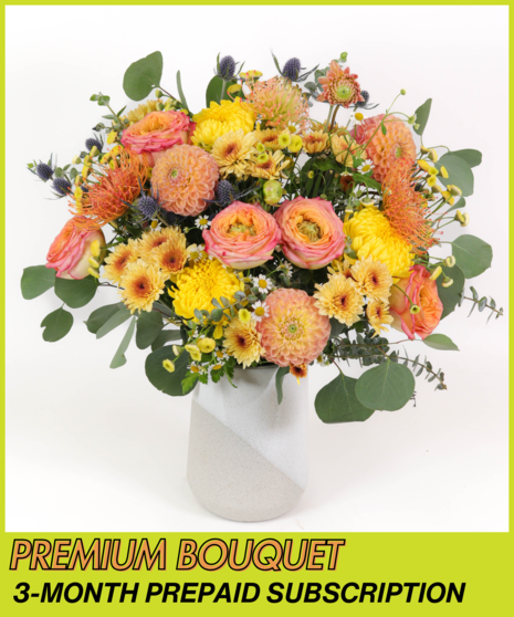 Premium Bouquet <br>  3-MONTH PREPAID SUBSCRIPTION - 35-45 stems / 10Hx5W ceramic vase