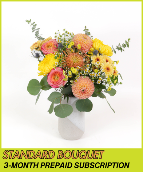 Standard Bouquet <br> 3-MONTH PREPAID SUBSCRIPTION - 10-15 stems / 8Hx4W ceramic vase