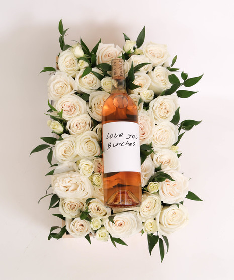 Gift Crate, Red Roses, Wine
