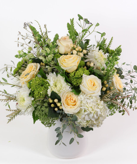 White Roses, White carnations, Wildflowers