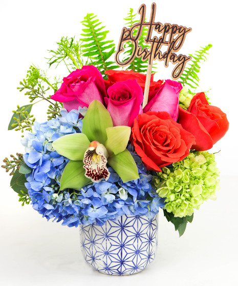 Pink Roses, Cymbidium Orchids, Full Bloom Hydrangea