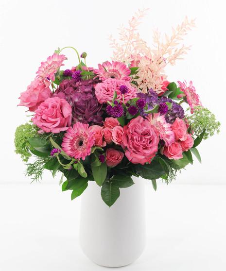 Pretty in Pink - DOUBLE THE FLOWERS in White Ceramic