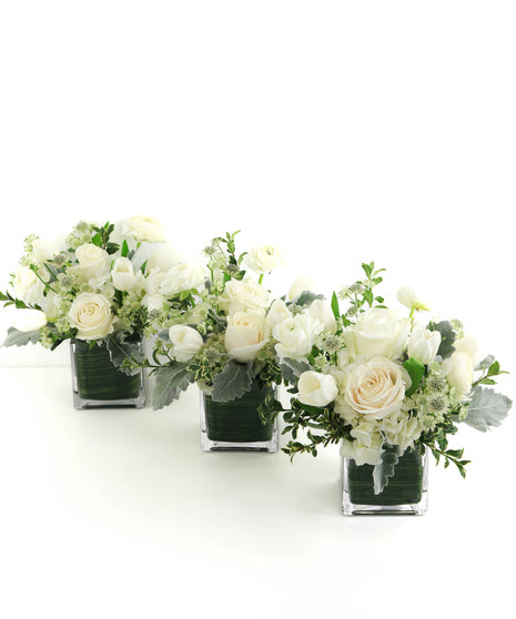Elegance in White Trio - Three 4x4 Glass Cubes