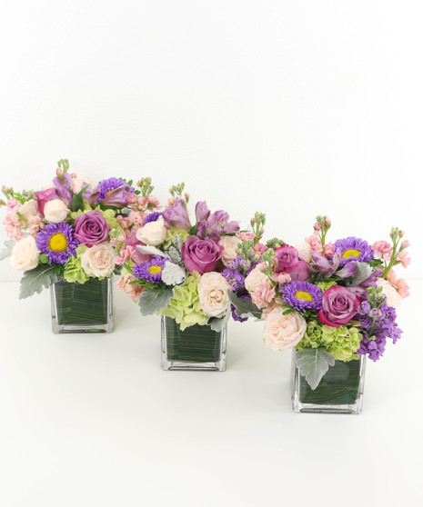 Spring Harmony Trio - Three 4x4 Glass Cubes